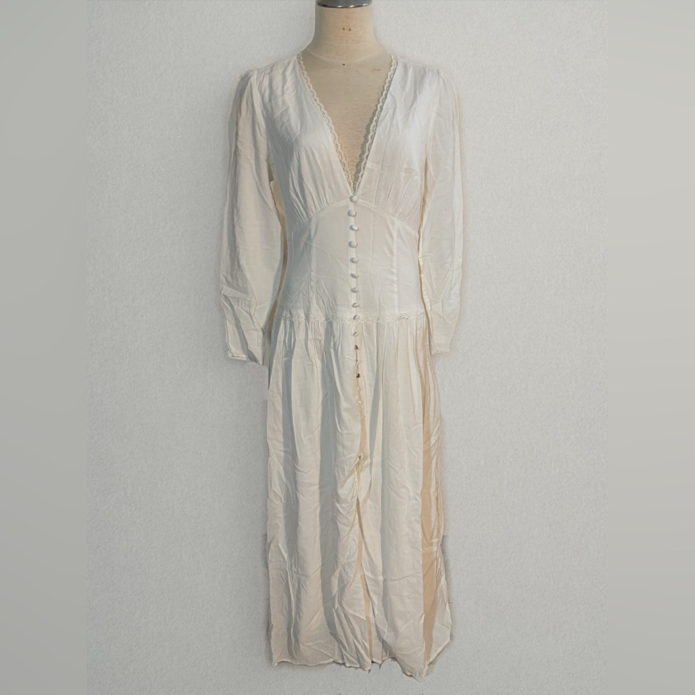 Reformation White Drop Waist Dress